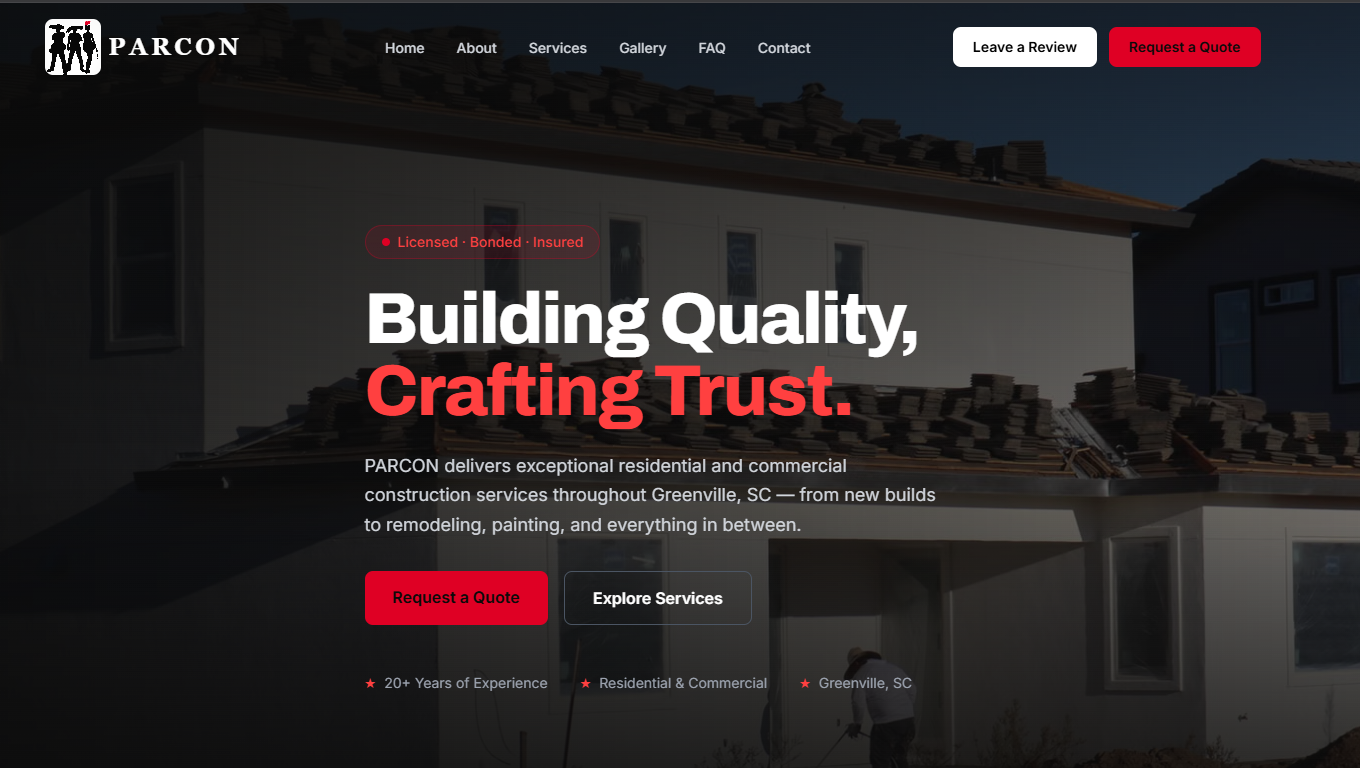 Par-Con Contractor Website
